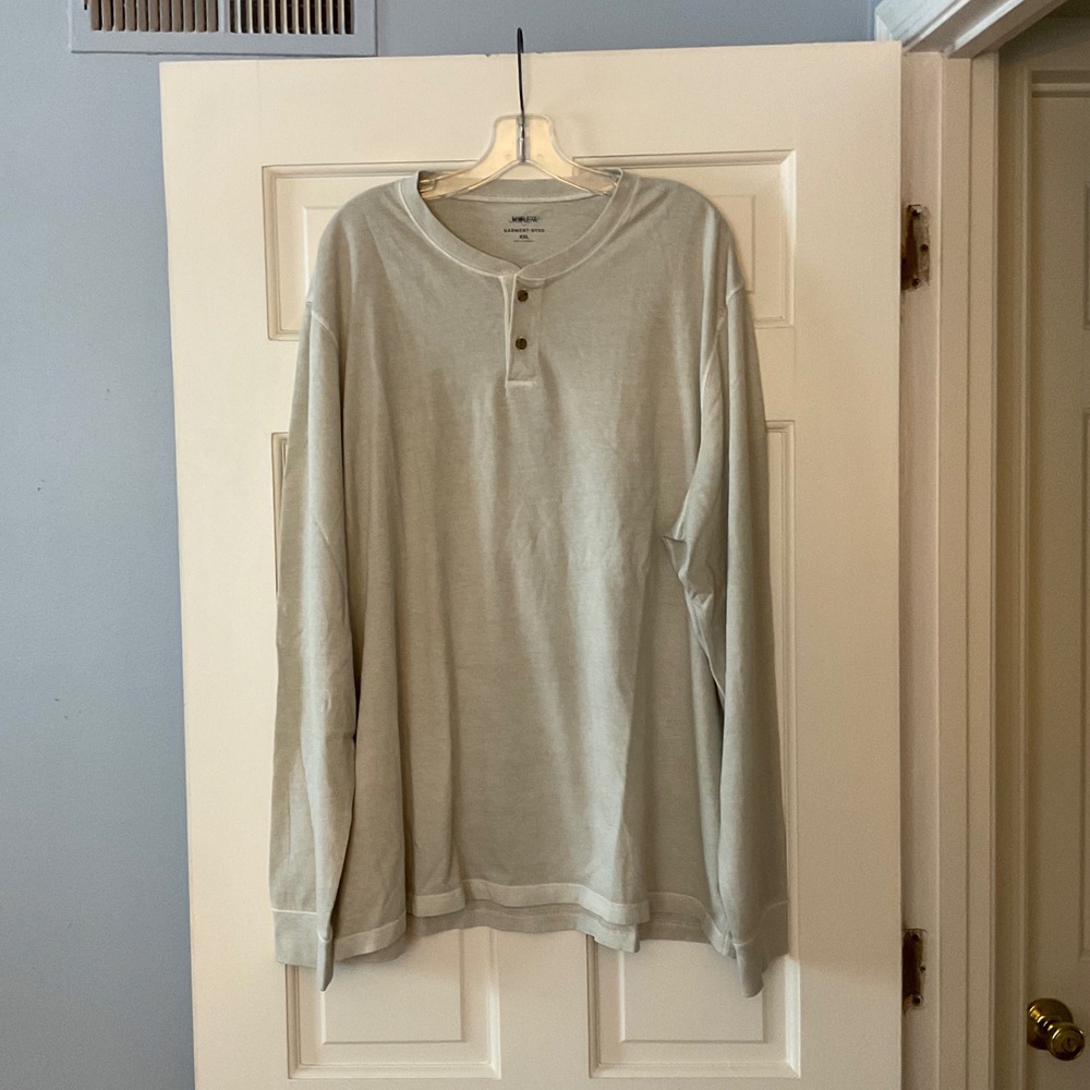 J.Crew Mens Garment-Dyed Long Sleeve Henley Tee Stone Beige CM634 XXL 2XL NWT - Picture 2 of 7